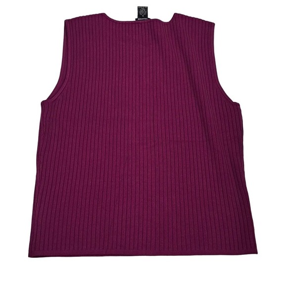 New Doncaster Collection plum purple ribbed Sleeveless top XL NWT Silk Blend - Picture 3 of 4
